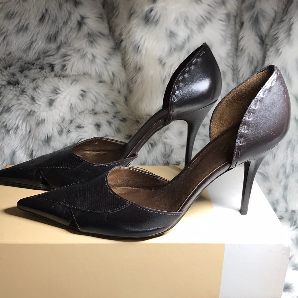 BCBG Paris dark brown 4” leather heels, size 10